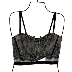 Victoria's Secret Very Sexy Unlined Strapless Zip Corset Bra Sz Medium Black NEW